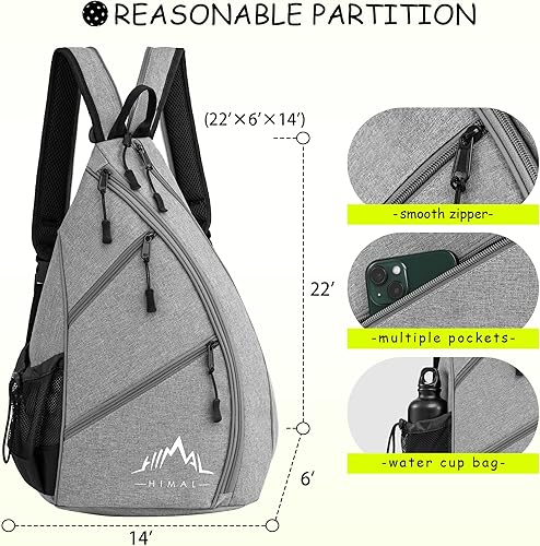 Miniatura 3 de Himal - Bolsa de pickleball ajustable, tenis, bolsa de raqueta, mochila de pickleball con soporte para botella de agua para hombres