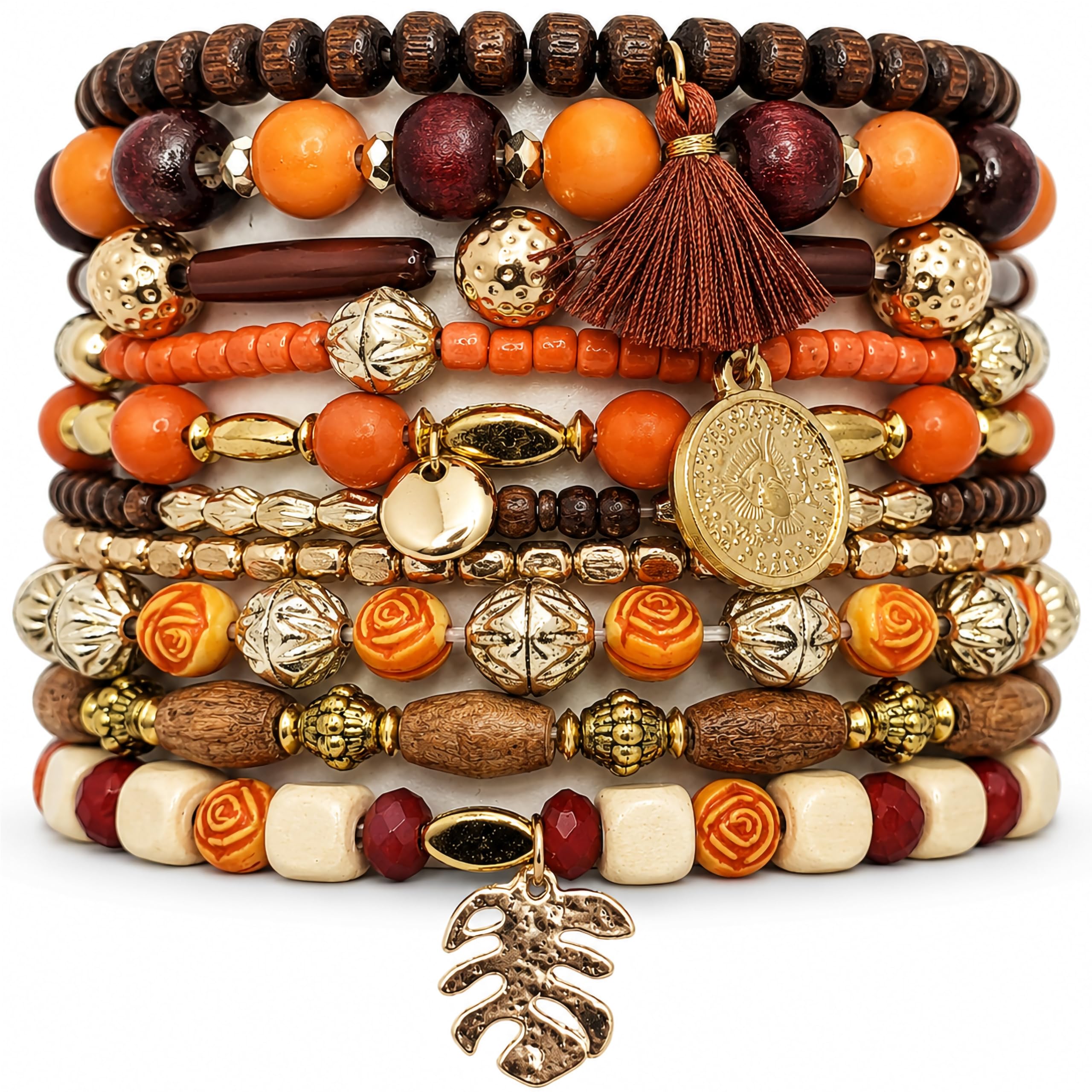 Bohemian Beads Bracelet Set for Women and Girls – Fancy Stackable Boho Bracelets, Stylish Hand Jewelry for Women-image-37