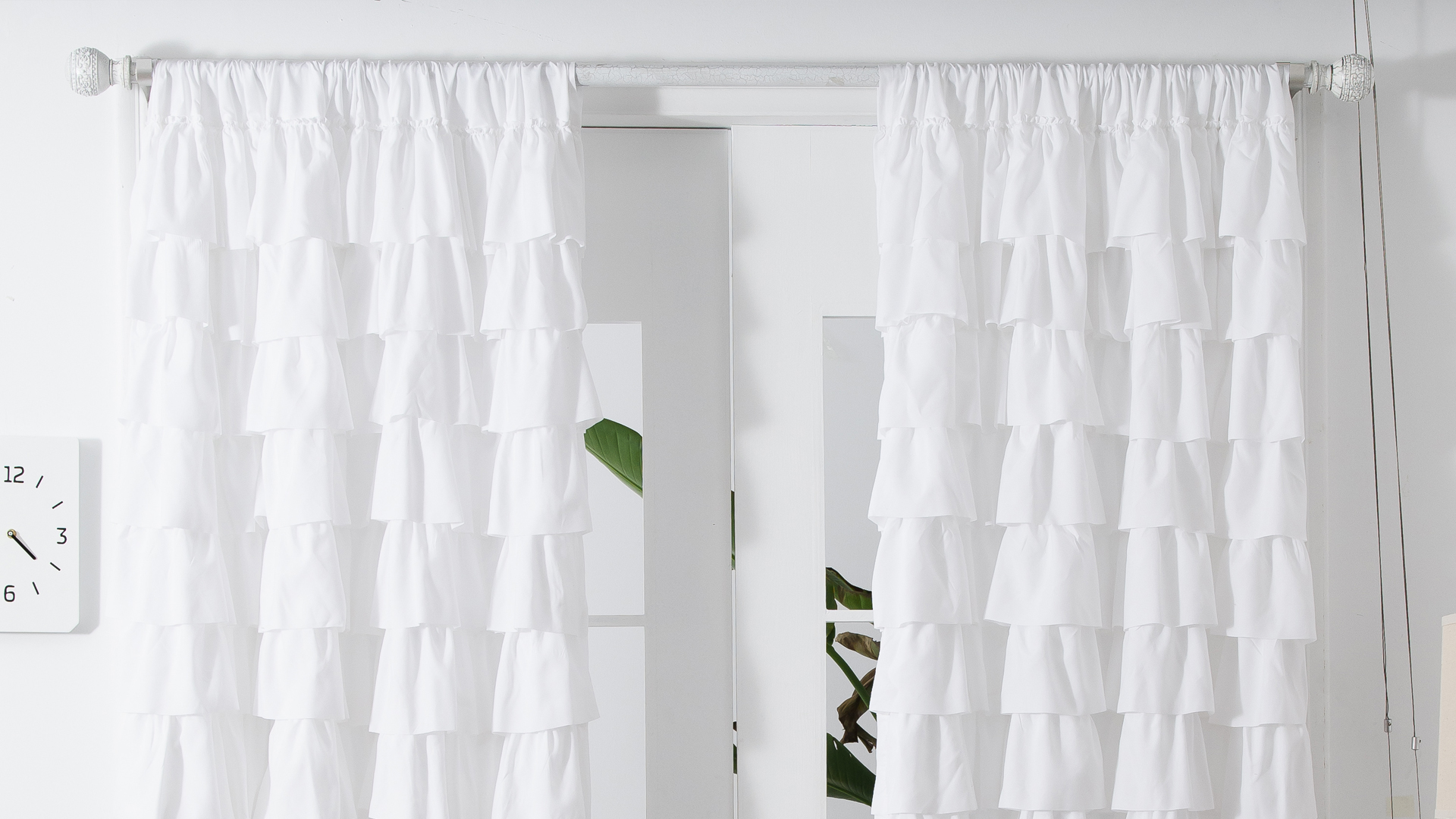 Amazon.com: Kotile White Ruffle Curtain 72 Inch Length 1 Panel