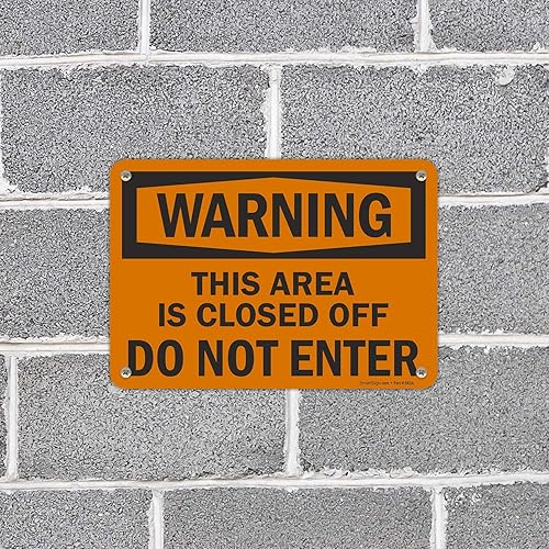 Miniatura 4 de Letrero con texto en inglés "Advertencia esta área está cerrada, no entre" de SmartSign  Aluminio de 12 x 18 pulgadas