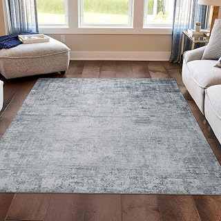 Blue Hazen Abstract Imagine Printed Chenille 5'3" x 7'5" Non Skid & Machine Washable Area Rug