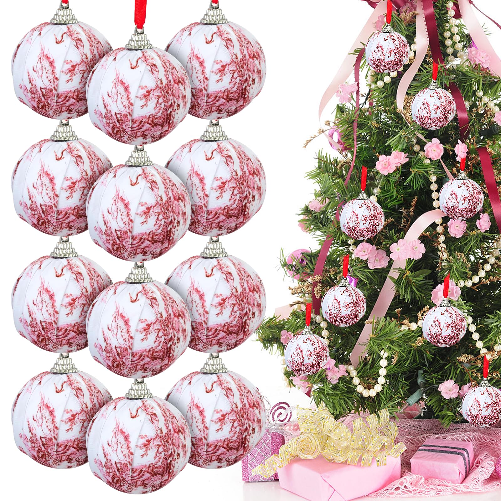 Amazon.com: 24Pcs Valentine's Day Pink and White Ball Ornaments 2.36 ...