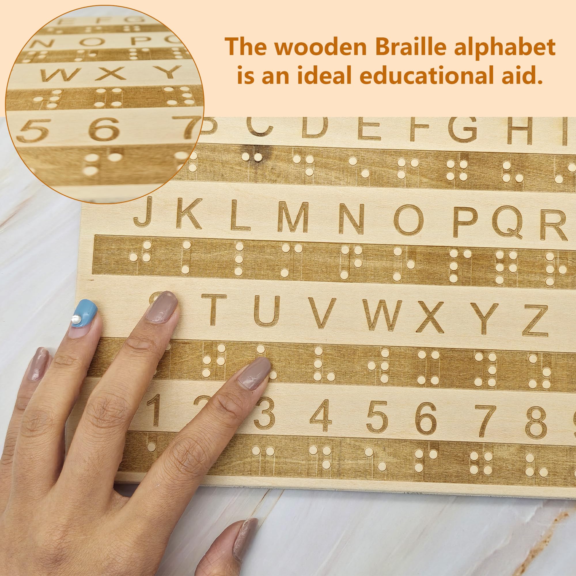 Braille De Madera Tablero Del Alfabeto Braille De Letras De Madera Que Practican Braille Letras Y Números Herramientas De Aprendizaje De Braille para Discapacidad (Madera, 22 x 16 CM)