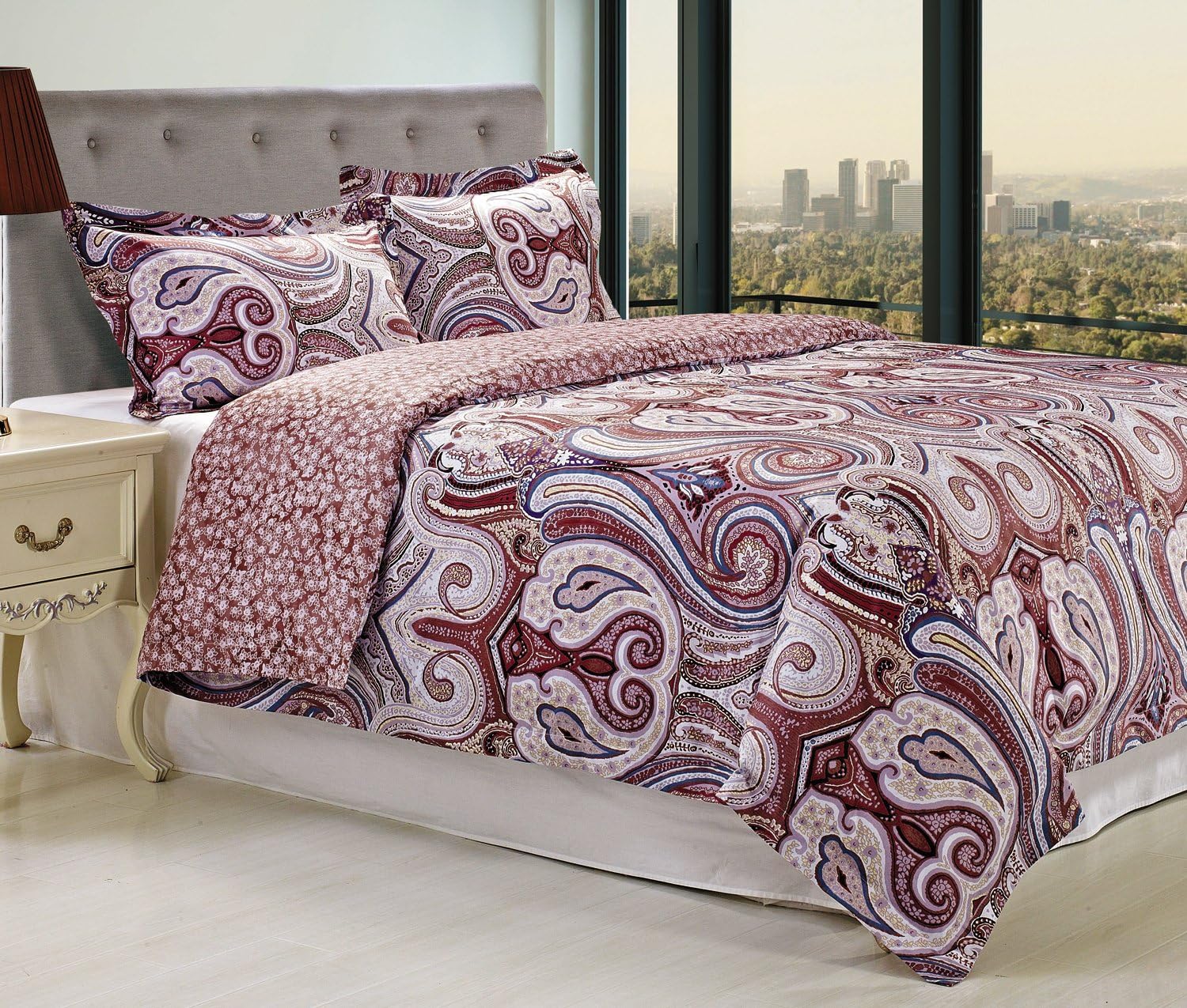 SUPERIOR Waterloo Duvet Cover Set, Single-Ply Authentic 300 Thread Count, Full/Queen