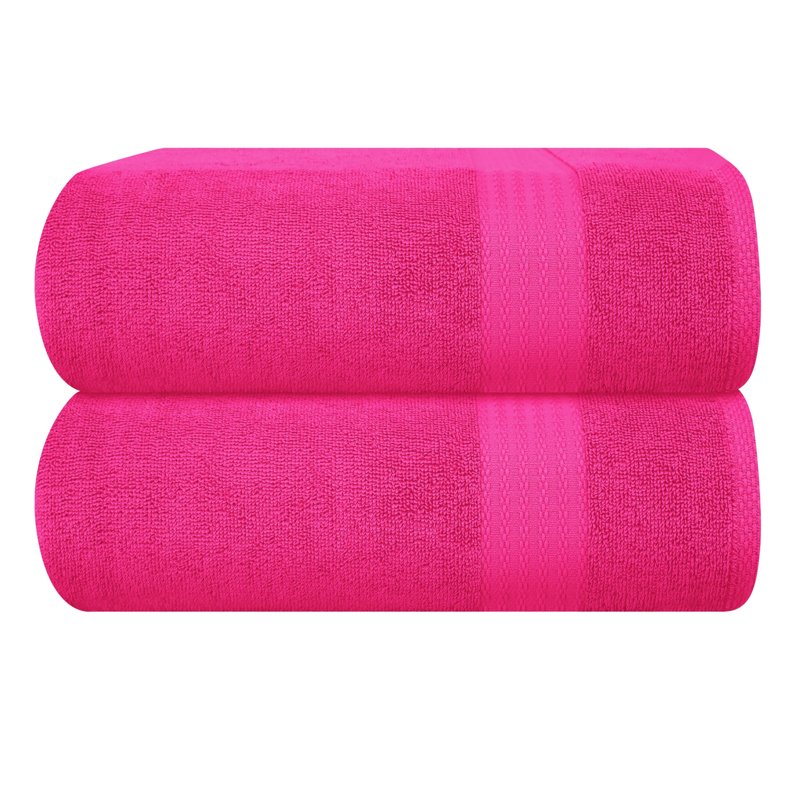 GLAMBURG Premium Cotton Oversized 2 Pack Bath Sheet 35x70-100% Pure Cotton - Ideal for Everyday use - Ultra Soft &amp; Highly Absorbent - Machine Washable – Hot Pink
