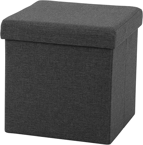 Miniatura 10 de Seville Classics Reposapiés otomano de tela acolchada, asiento acolchado para dormitorio, dormitorio, loft, sala de estar, entrada, pasillo, gris