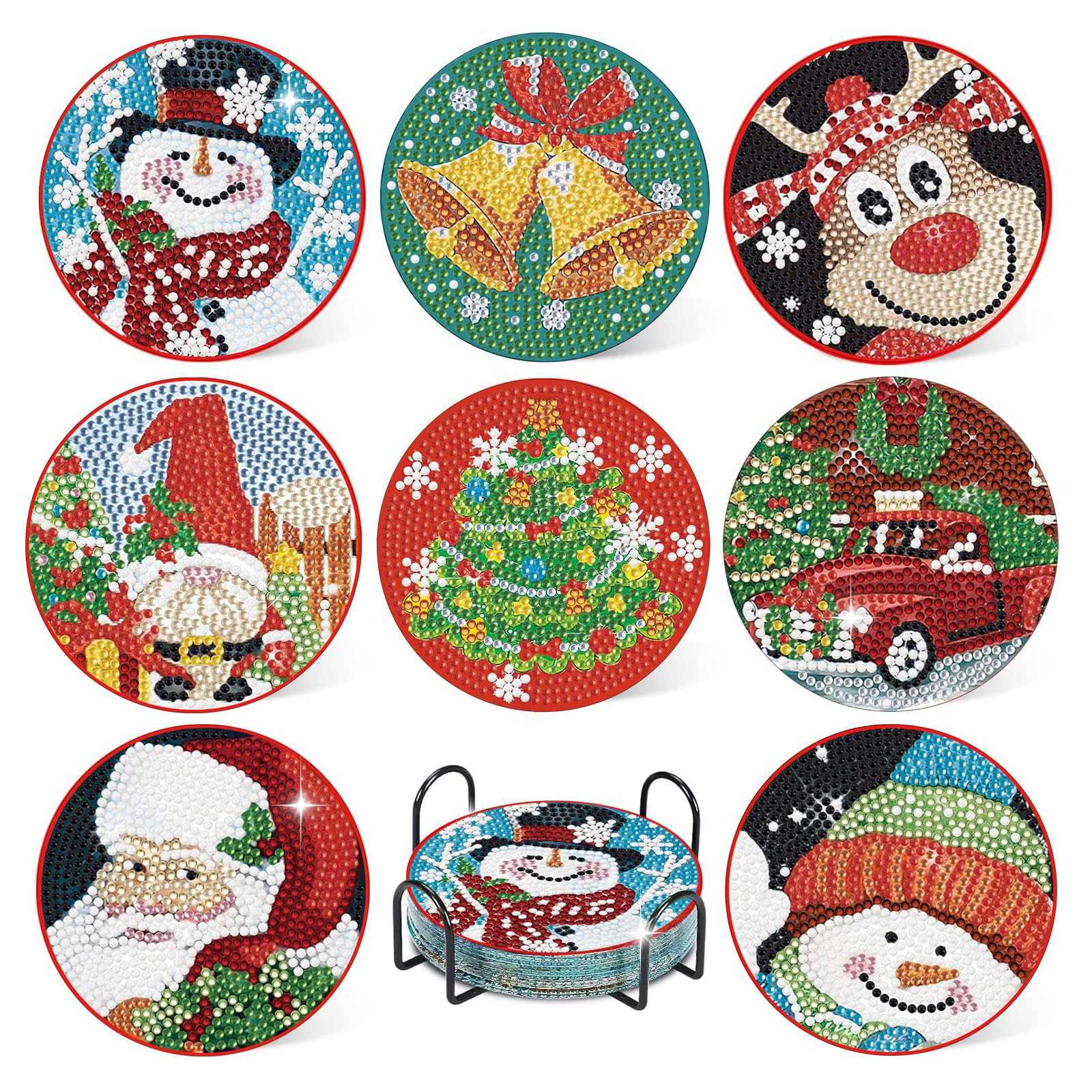 Amazon.co.jp: クリスマスダイヤモンドアートコースター 8個