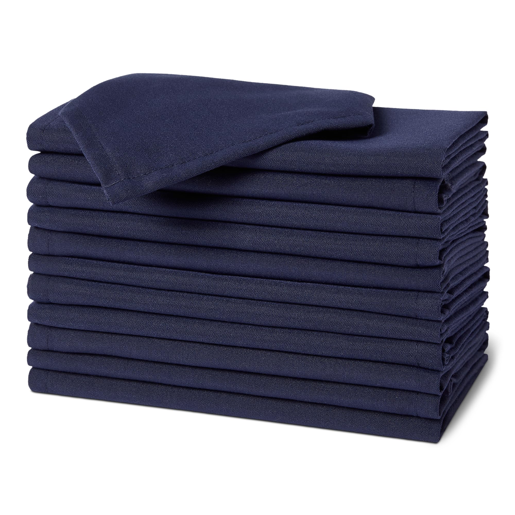 Amazon Basics Reusable Stain and Wrinkle Resistant Cloth Napkins, 43 x 43 cm (Set of 12), Blue