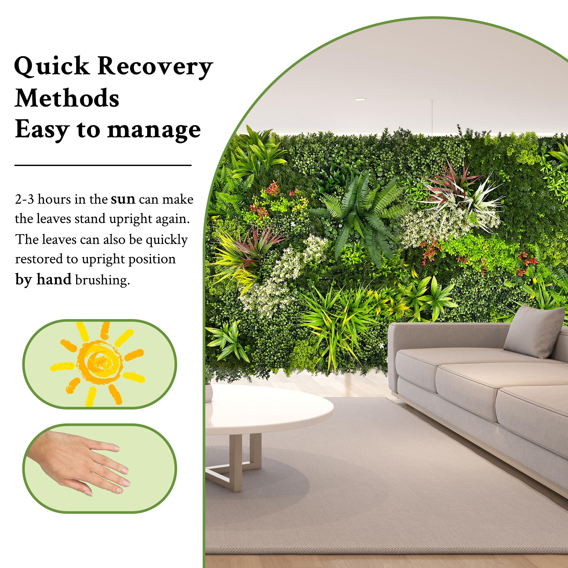 ODTORY Artificial 3D Plant Wall Panels: UV-Anti Faux Grass Wall Backdrop Boxwood Ivy Fence Privacy Screen Fake Greenery Leaf Hedge for Outdoor,Indoor,Garden,Backyard and Home Decor ()