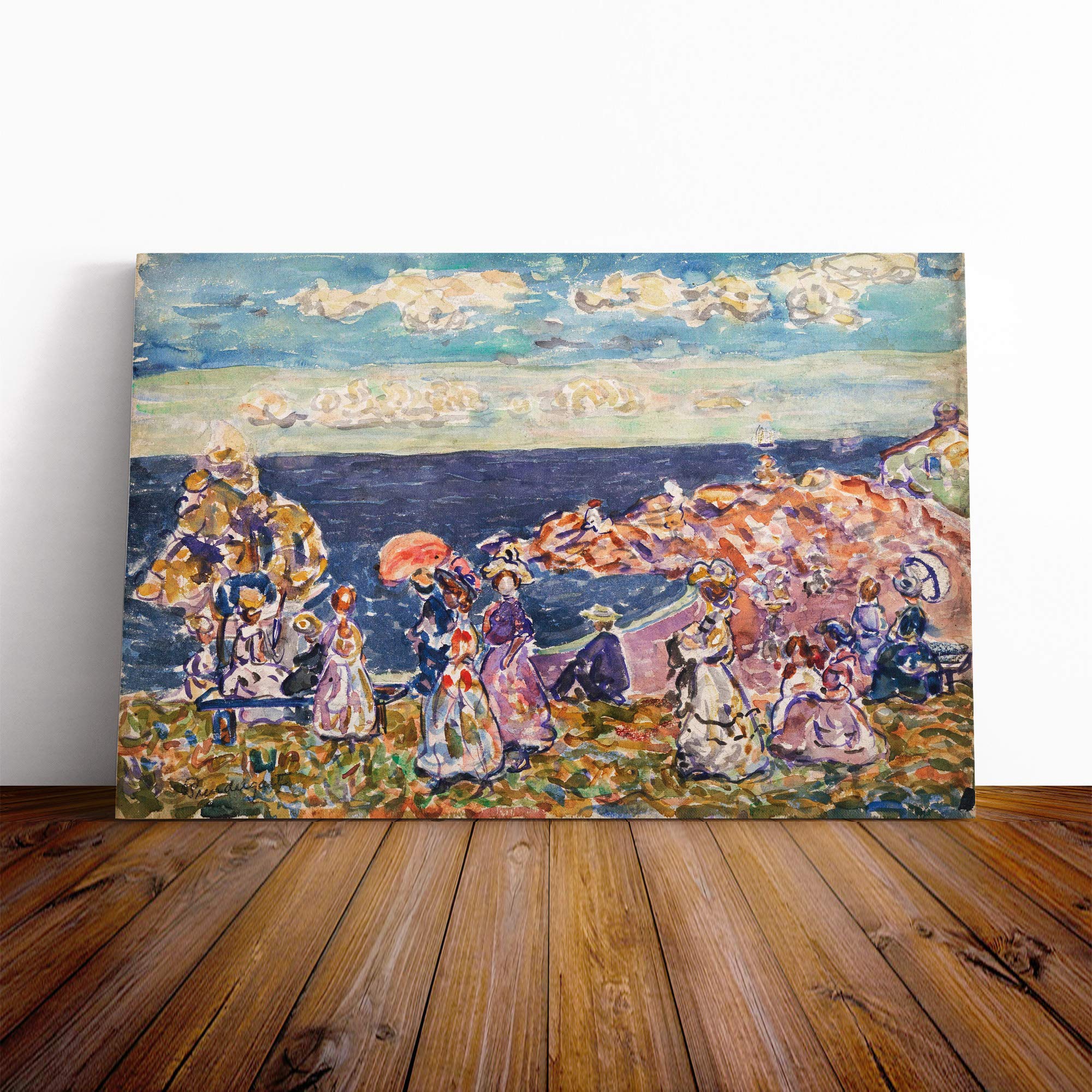 Maurice Pendergrast On The Beach Canvas Print | Gallery Wrapped 30mm Frame Wall Art | 24x16 inches | Ready to Hang | Modern Seascape Picture | Living Room Bedroom Lounge Office