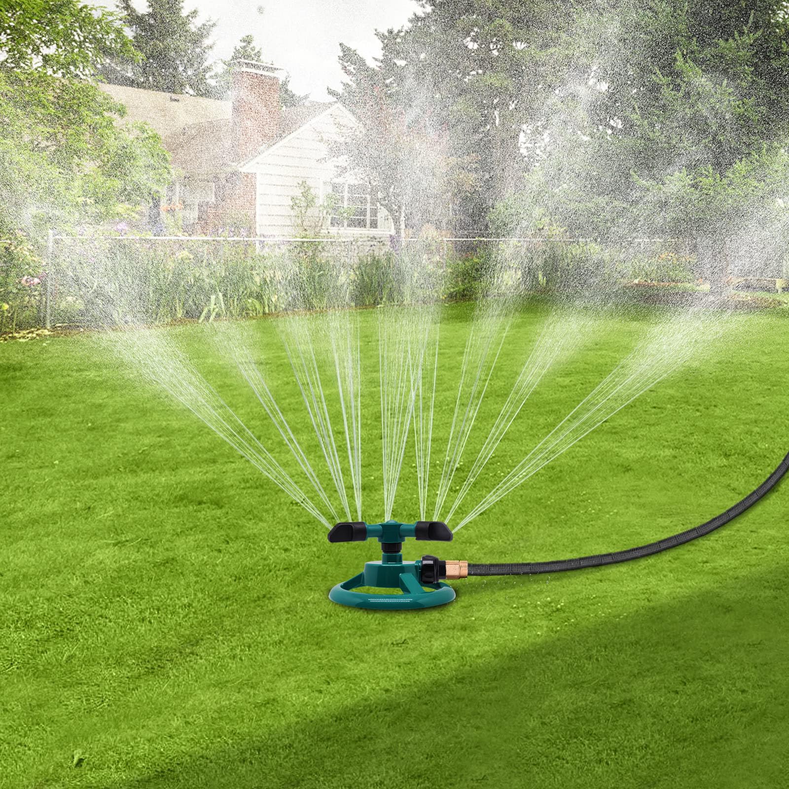2 aspersores para patio, aspersor de césped giratorio automático de 360°, aspersores de agua de jardín para césped, sistema de riego de césped de gran cobertura, aspersores de patio para