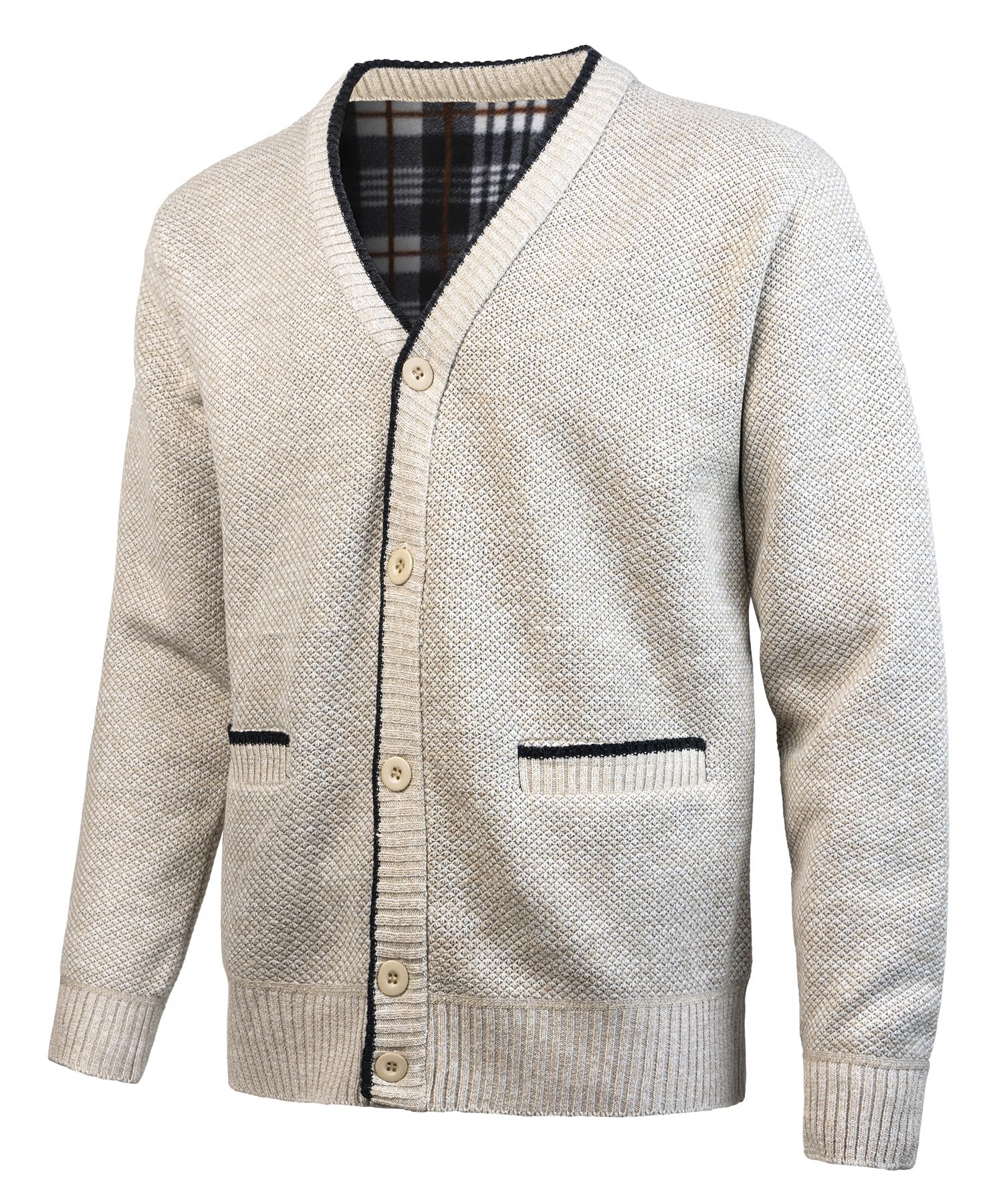 Homme Cardigan Veste en Maille Bouton Manches Longues Gilet Automne Hiver avec Poche Gilet Veste en Maille pour Homme avec Col en V