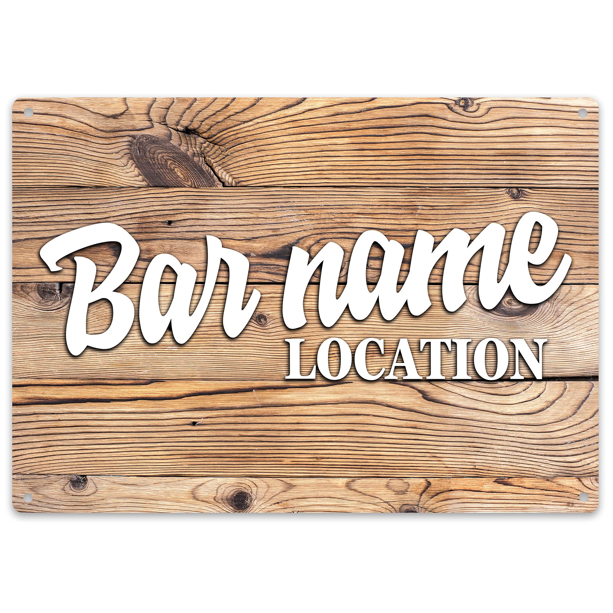 Wood Effect Metal Bar Sign - Personalised Home Bar Gift Accessories For Him - Outdoor Garden Bar Man Cave Garage Or Shed, Home & Kitchen, Small, Design 1