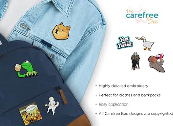 12 Funny Patches by The Carefree Bee - Meme Patches, Meme Funny Sew on Patches, Cute Patches Iron On for Teens, Kermit the Frog Patch, Doge Iron on Patch (Iron on Patches Set 7 Memes Patches)