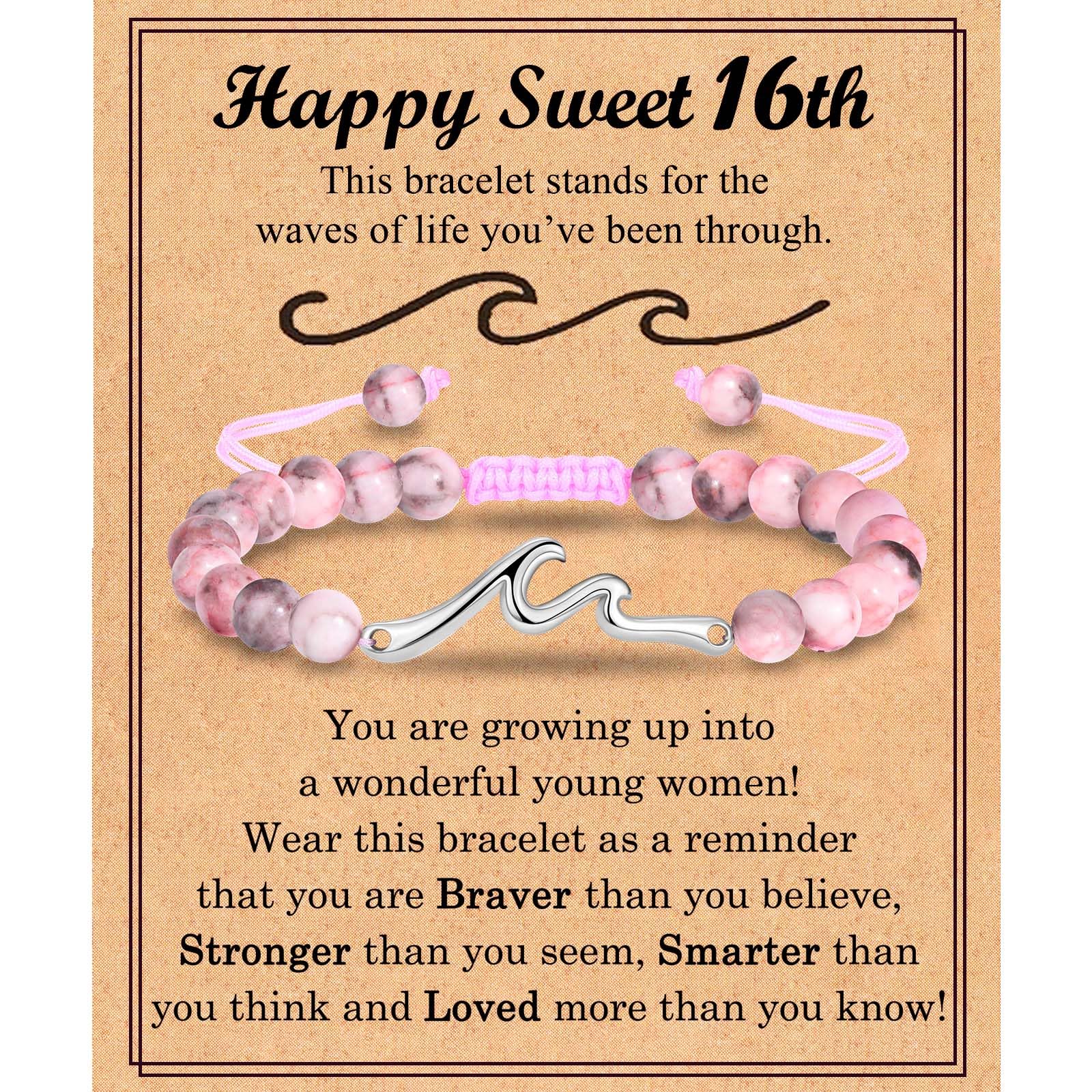 13 14 15 16 17 18 21 Year Old Birthday Gifts for Girls, Wave Birthday Bracelet Gifts with Birthday Card for Teen Girls Her Daughter Granddaughter Niece Friends
