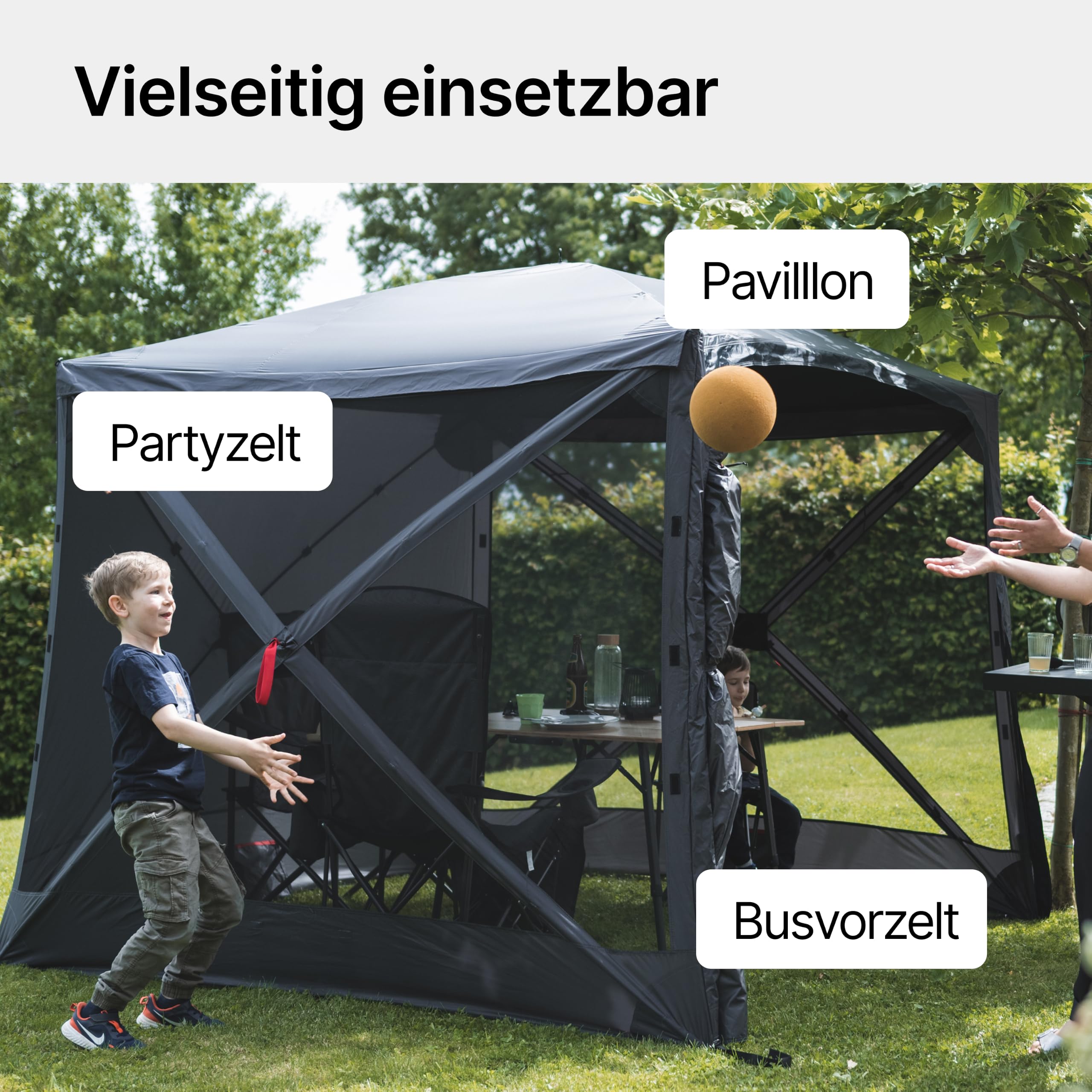 qeedo Quick Hub Square Faltbarer Pop Up Pavillon 2x2m mit Schnellaufbau & UV-Schutz - wasserabweisender Camping Pavillon mit Sturmleinen & robusten Stahlheringen