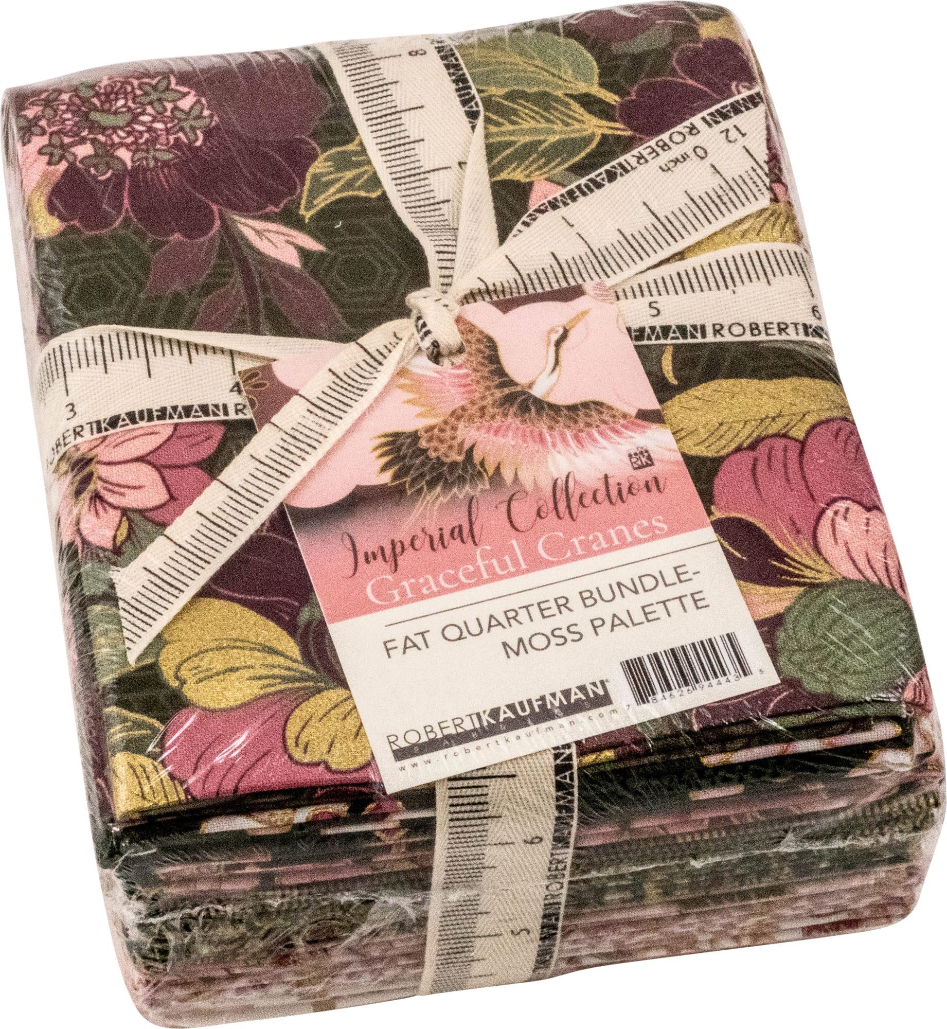 Imperial Collection Graceful Cranes Moss 11 Fat Quarters 1 Panel Robert Kaufman Fabrics FQ-2274-12