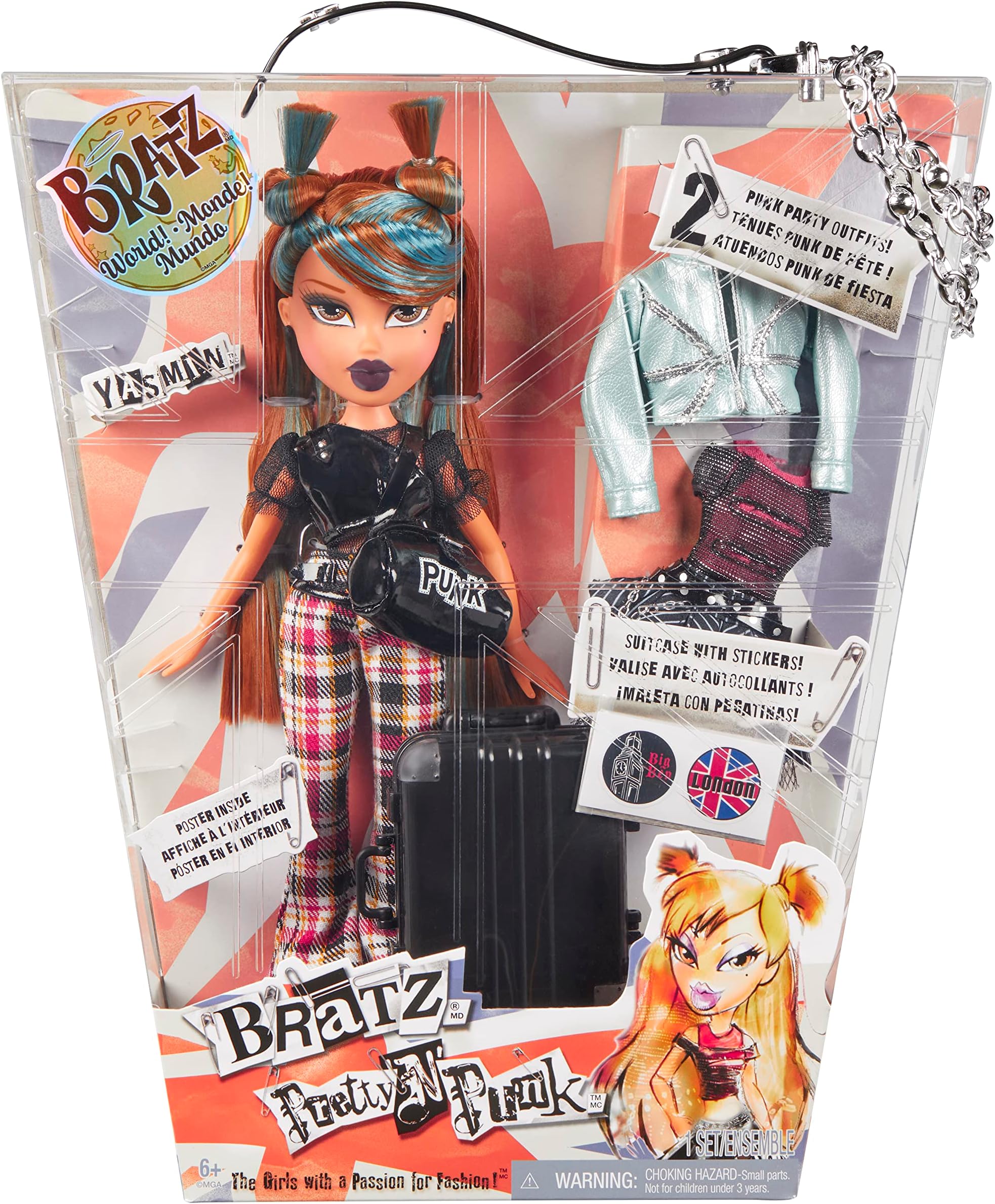 Bratz Pretty ‘N’ Punk Fashion Doll - YASMIN - Two Fan Fave Re-release Dolls with Mix & Match Fashion Outfits, Customisable Suitcase, and Fun Accessories - For Kids & Collectors Ages 6+