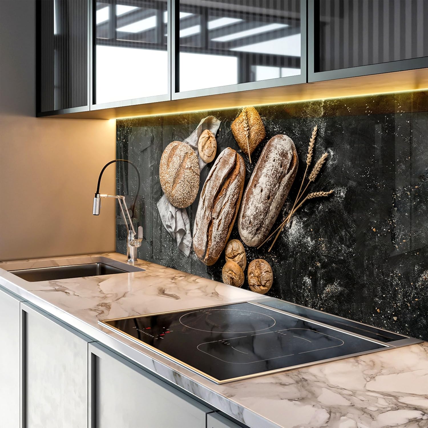 Myphotostation.com 52x52'' Tempered Glass Stove Backsplash Kitchen Tile Decor Stove Back Cover Glass Splashback Tile for Stove Top Cover Toughened Glass Cooker Protector 10