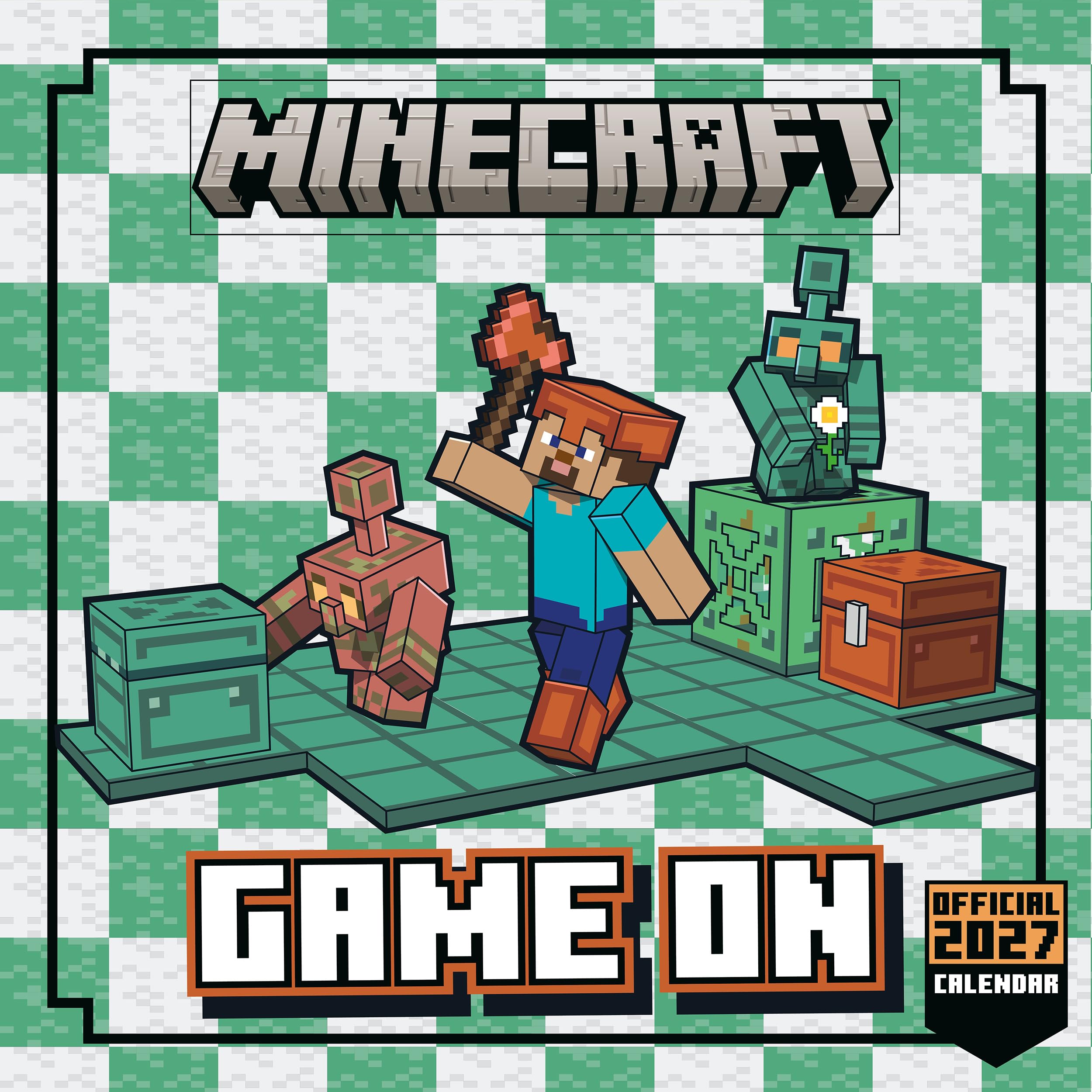 Minecraft 2027 Square Wall Calendar Official Licensed Minecraft Calendar, Monthly Grid Layout, Iconic Blocky Artwork & Characters, Large Square Format, Gift for Minecraft Fans