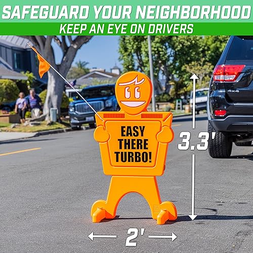 Miniatura 2 de GoSports Señal de seguridad callejera Slow Down Man! - Letrero de seguridad de 3 pies de alta visibilidad para niños en juego para vecindarios con 9