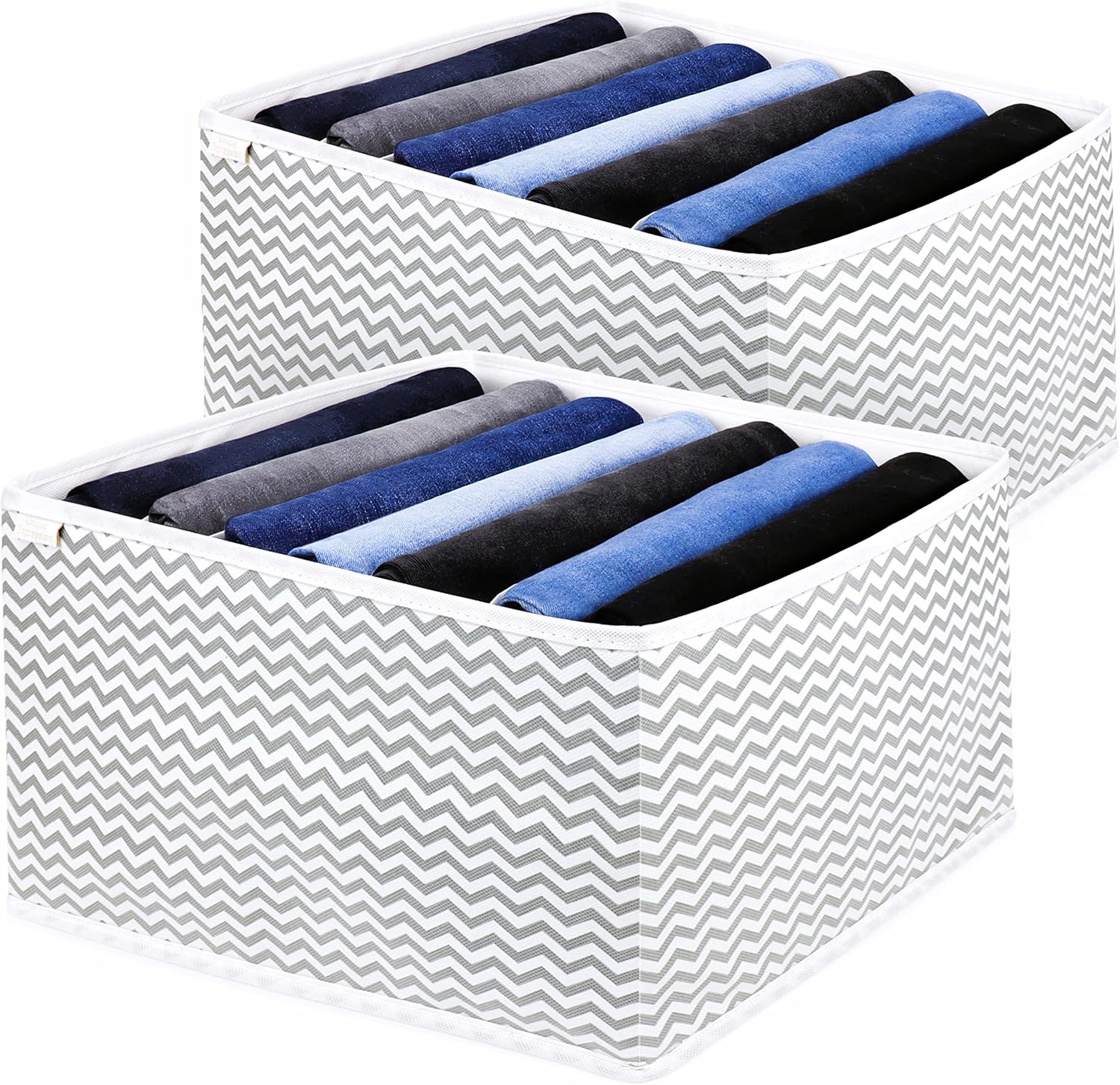 Unique Impression Set of 2 Large Wardrobe Storage Organiser For Jeans, Jumpers, Shirts, Sweaters