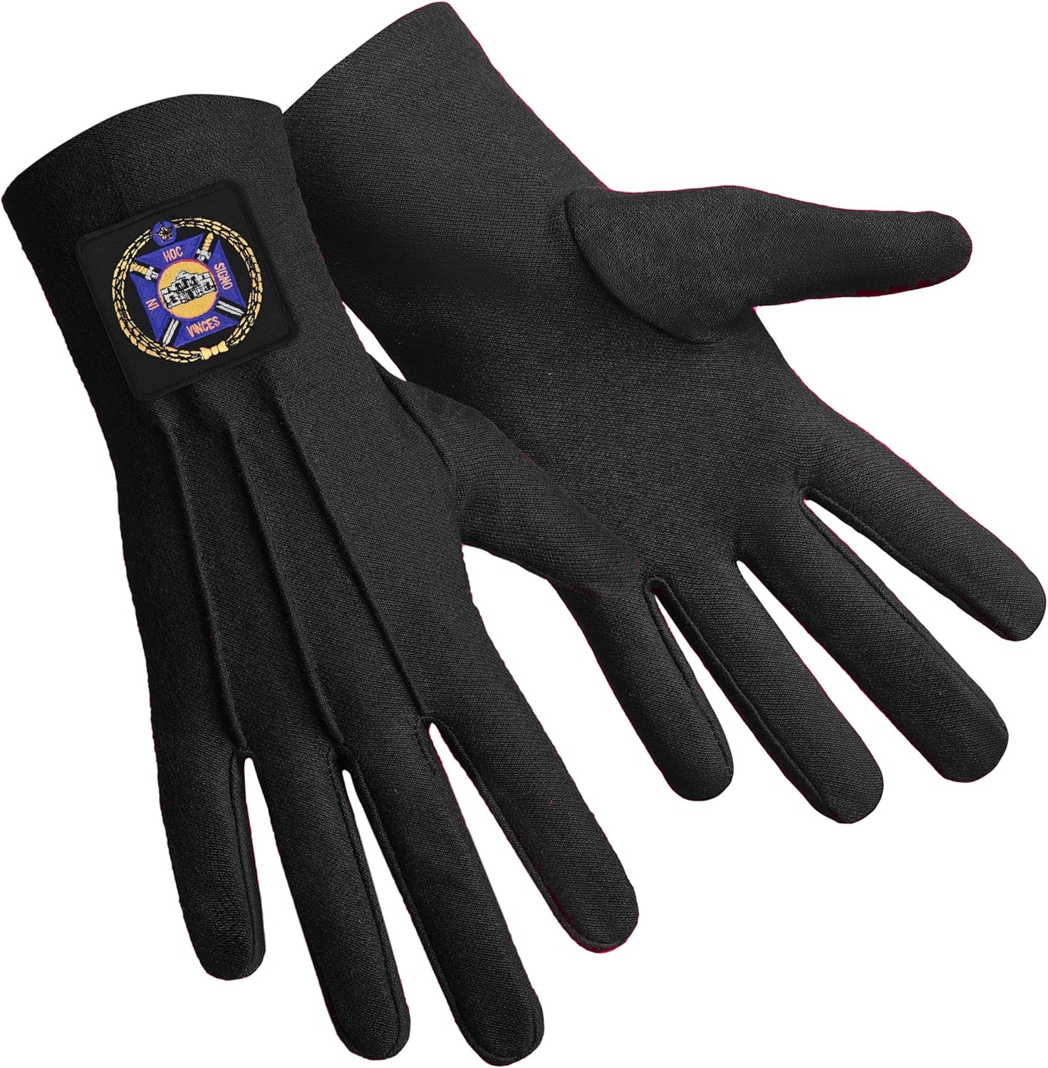 BRICKS MASONS Knights Templar Commandery Glove - Black Patch With Purple Emblem - L