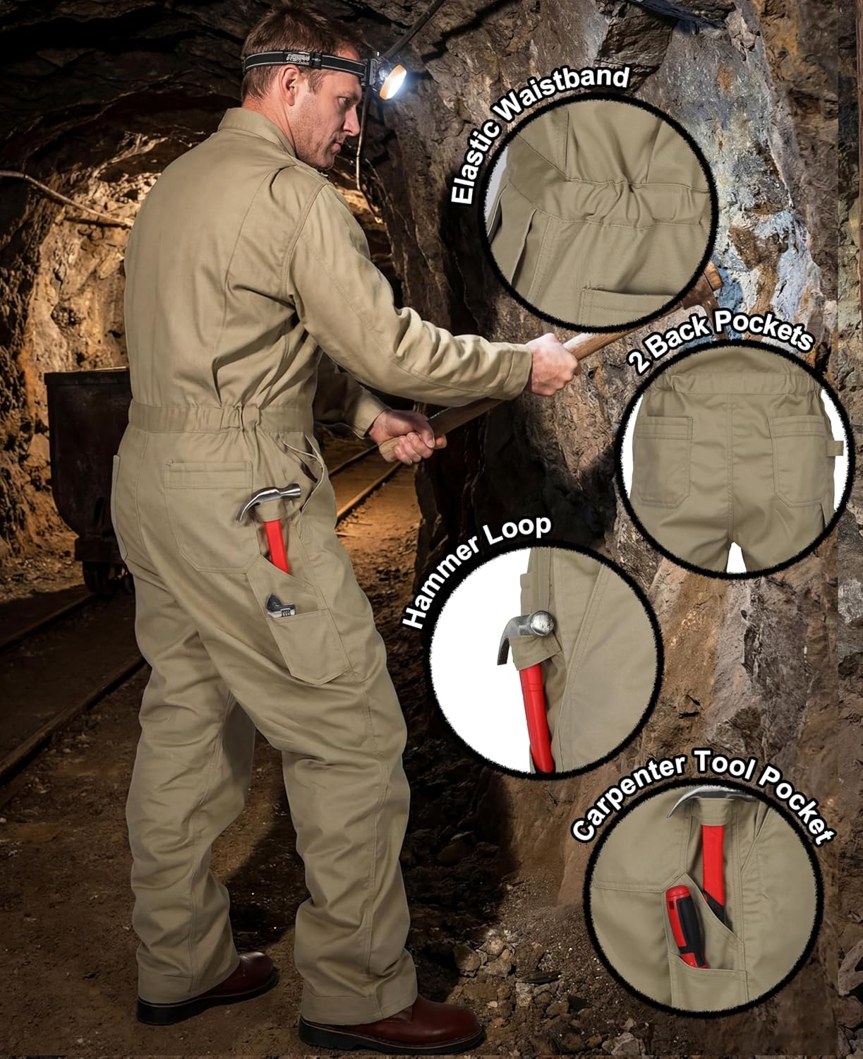 BOCOMAL FR Coveralls Men 7.5oz Cotton Twill Flame Resistant Fire Retardant Work Coverall NFPA 2112 HRC2 - Image 5