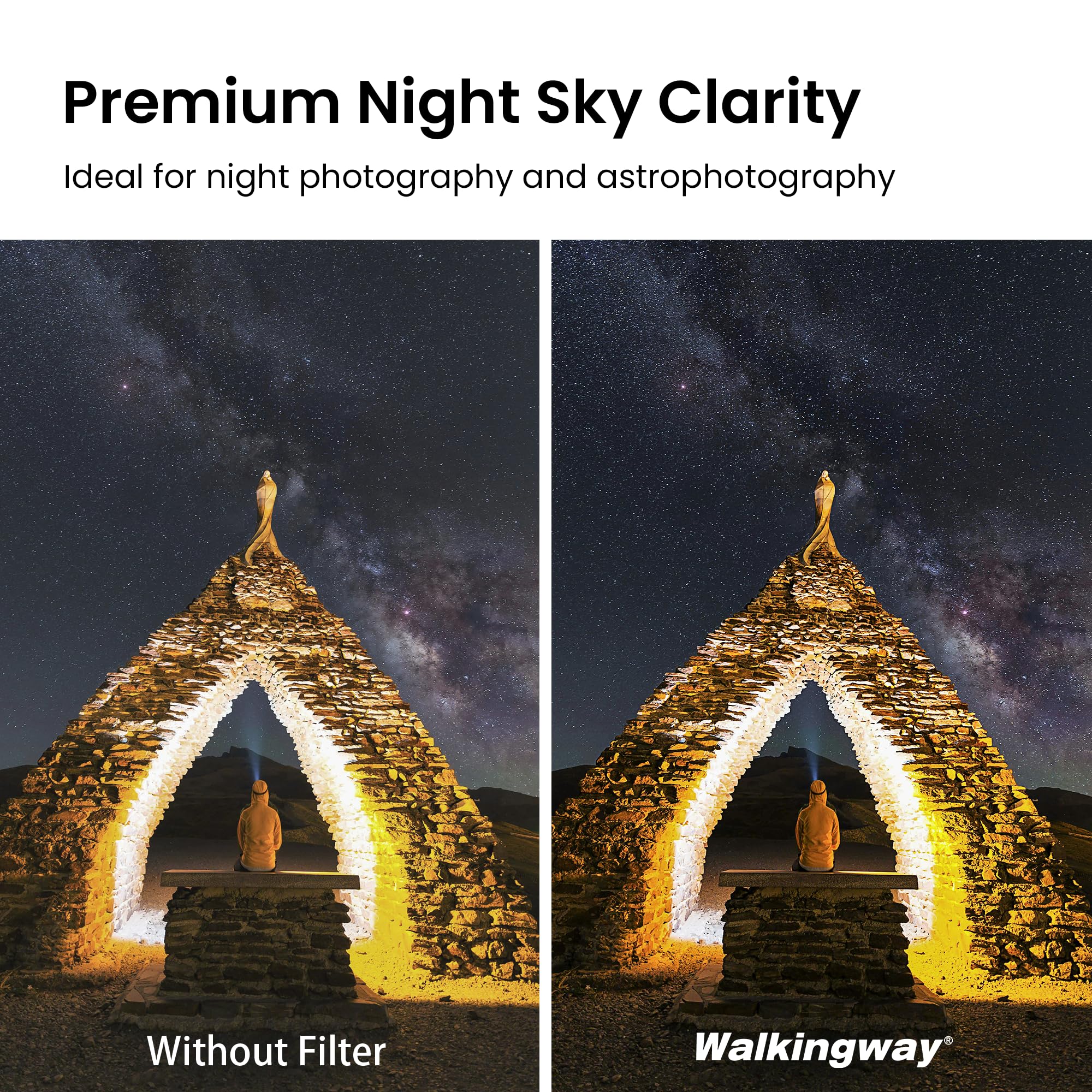 Walking Way 52mm Natural Night Filter for Light Pollution Reduction Nano-Coated Optical Glass for Night Sky/Astrophotography/Star Clarity Anti-Light Pollution Filter