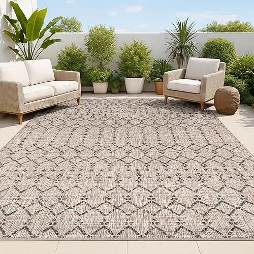 JONATHAN Y Moroccan Geometric Indoor Outdoor Area Rug 8X10 Natural/Black,