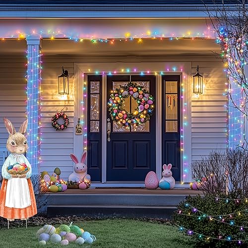Miniatura 2 de JMEXSUSS Luces de Pascua para decoración de Pascua, 200 luces LED de Pascua, cable transparente, tira de luces pastel de Pascua de 66 pies, para
