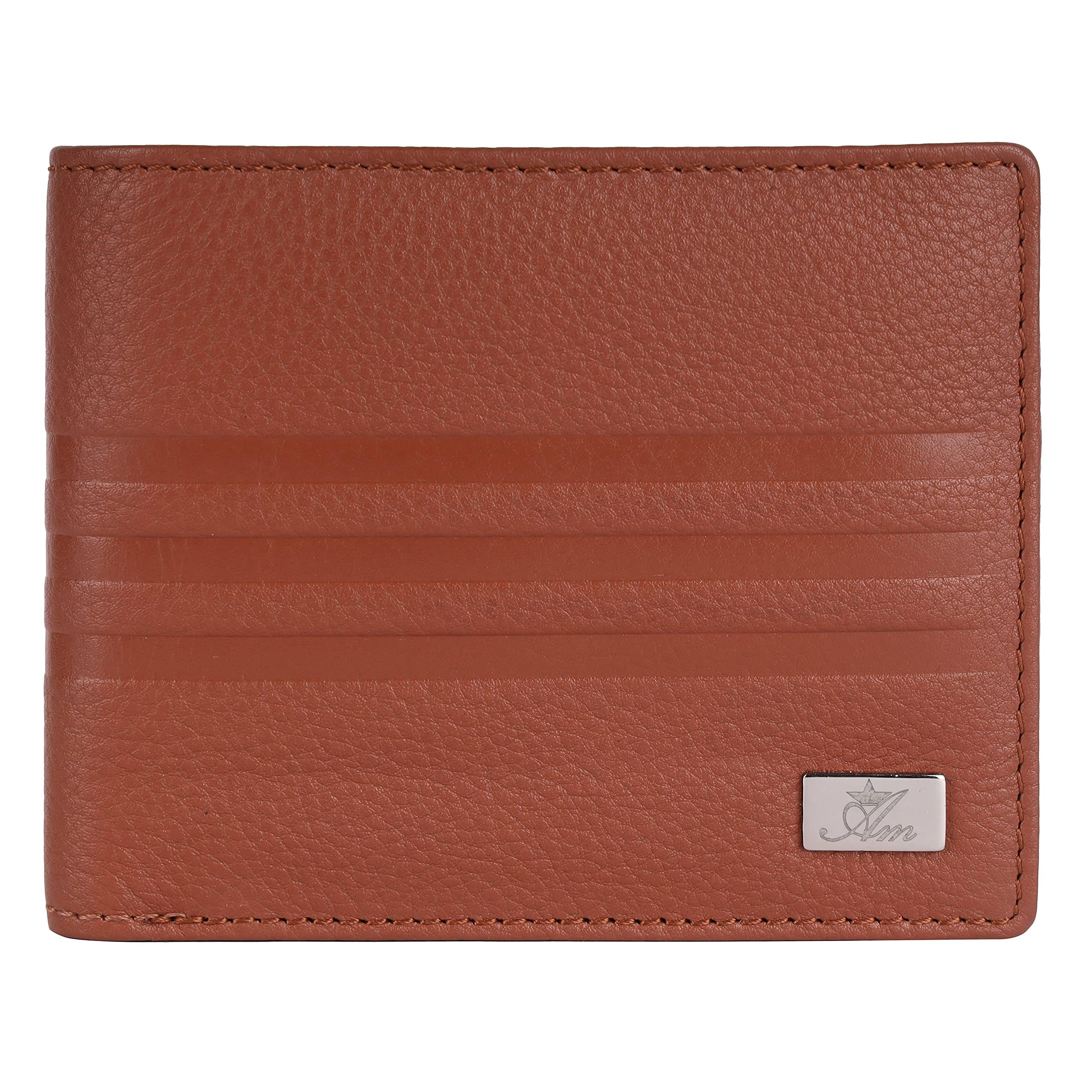 Am leather Wallet for Men-Genuine Leather RFID Blocking Bifold Stylish Wallet with ID Window (TAN)