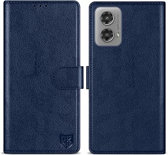 for Motorola Moto G 5G 2024 Wallet Case with [RFID Blocking] Card Slot Kickstand Magnetic Closure Leather Flip Fold Protective Phone Case for Moto G 5G 2024 Case WalletBlue-6.6 inch