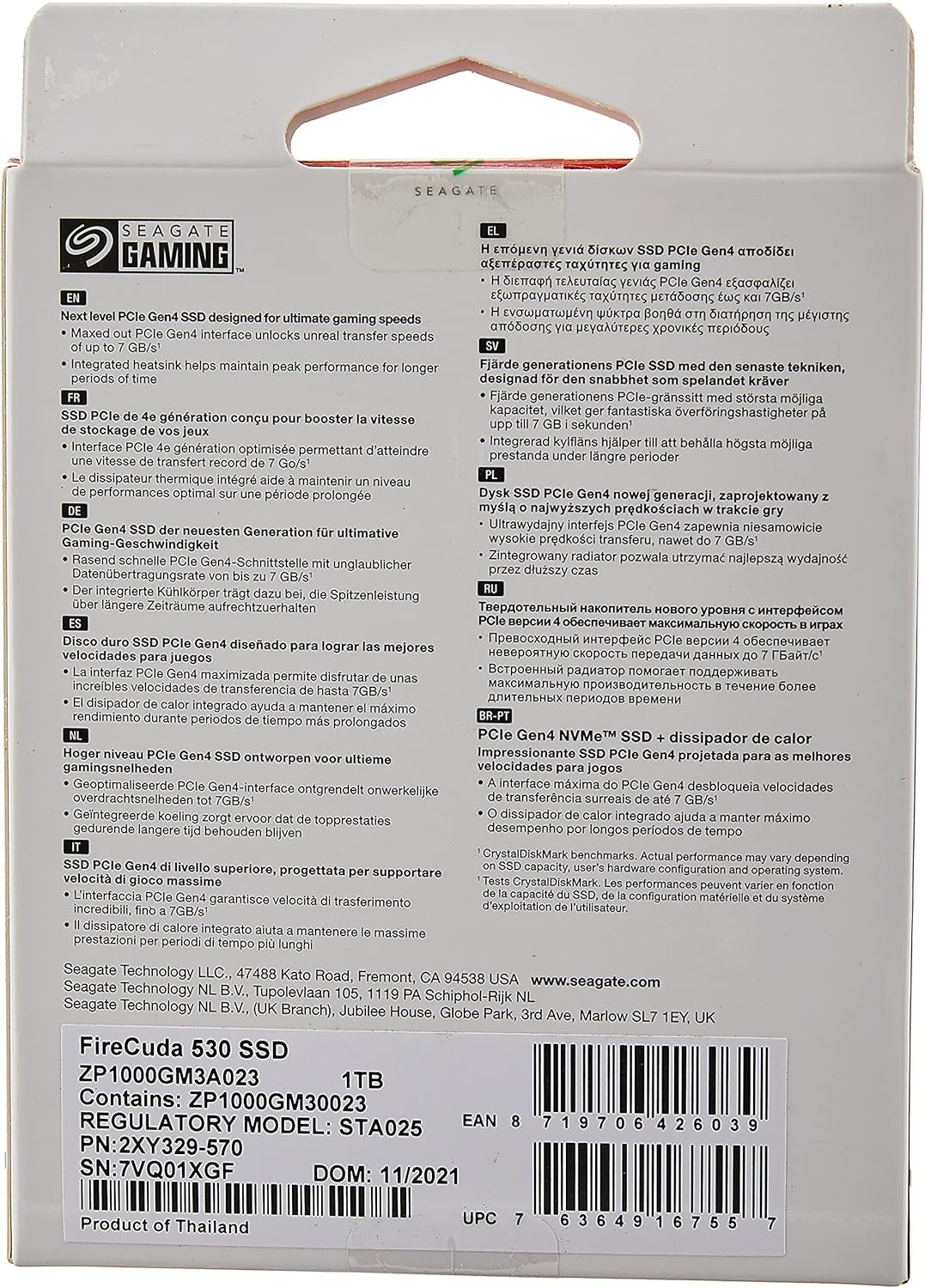 Amazon Com Seagate Firecuda 530 Unidad Interna De Estado Solido De 1 Tb M 2 Pcie Gen4 X4 Nvme 1 4 Para Ps5 Velocidades De Hasta 7 300 Mb S 3d Tlc Nand 1 275 Tbw 1 8 Millones