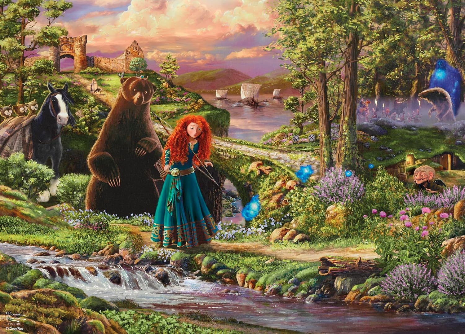 Ceaco - Disney - Pixar - Thomas Kinkade - Brave - 1000 Piece Jigsaw Puzzle for Adults - Challenging Puzzle Perfect for Game Nights