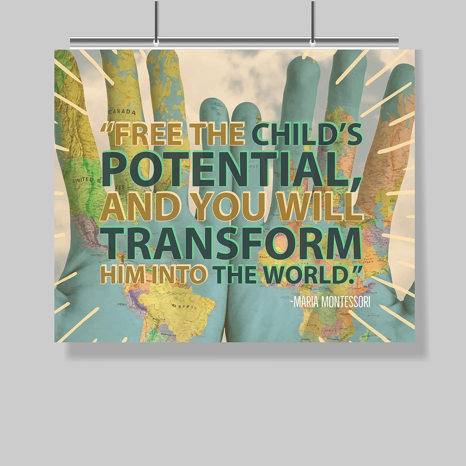 Montessori Quote Poster – Free The Child – 16 x 20 – Motivational – Inspirational – Teacher Lounge Decor – School – Professional Development – Educator – Administrator