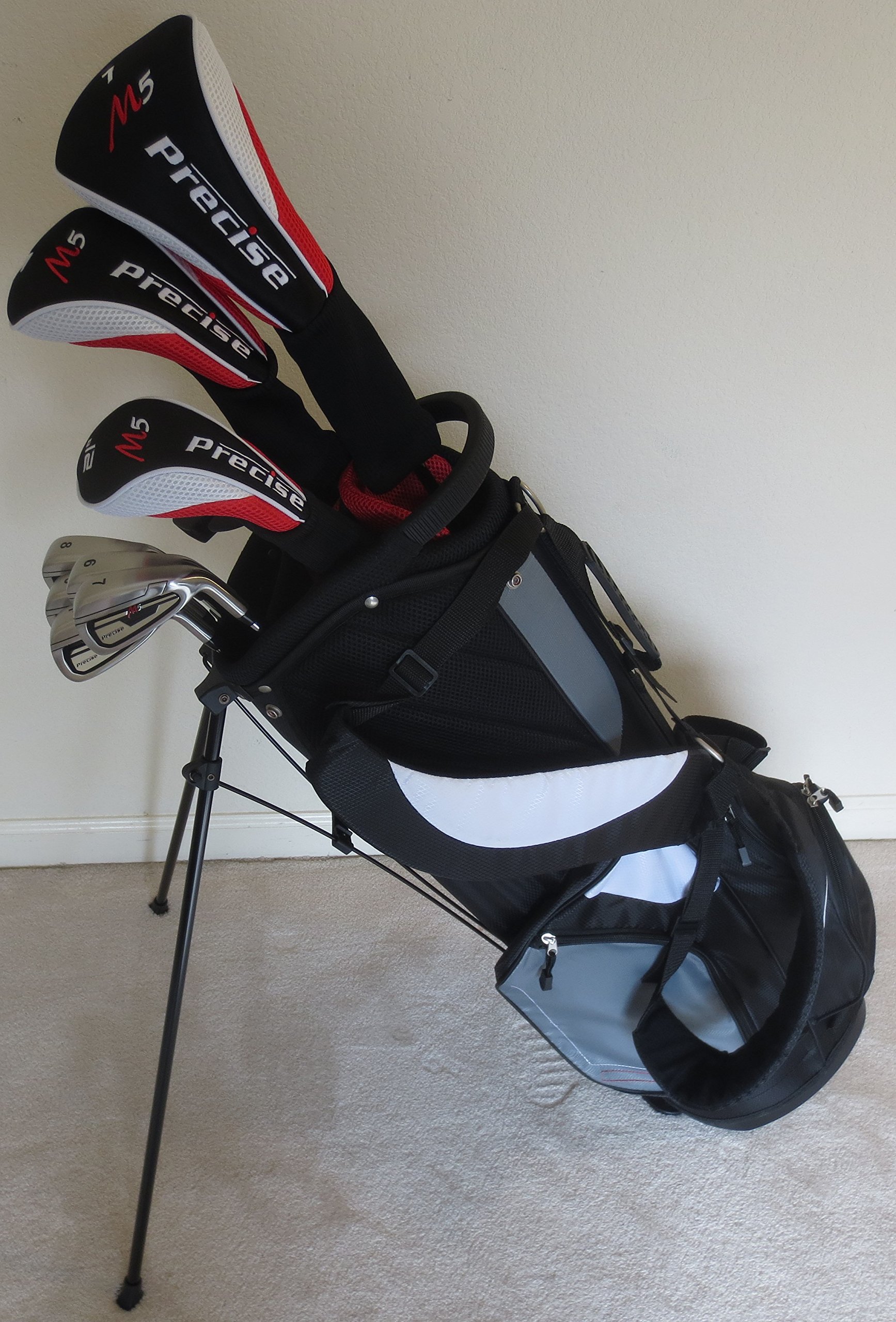 Mens Right Handed Golf Set - Complete Driver, Fairway Wood, Hybrid, Irons, Putter, Stand Bag Regular Flex