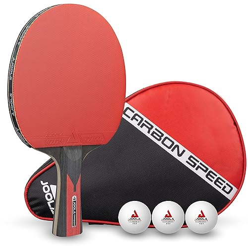 Immagine del prodotto JOOLA Carbon Speed Racchetta da Ping Pong Professionale + 3 Palline + 1 Borsa Portable da tennis da tavolo, rosso/nero, 5pz