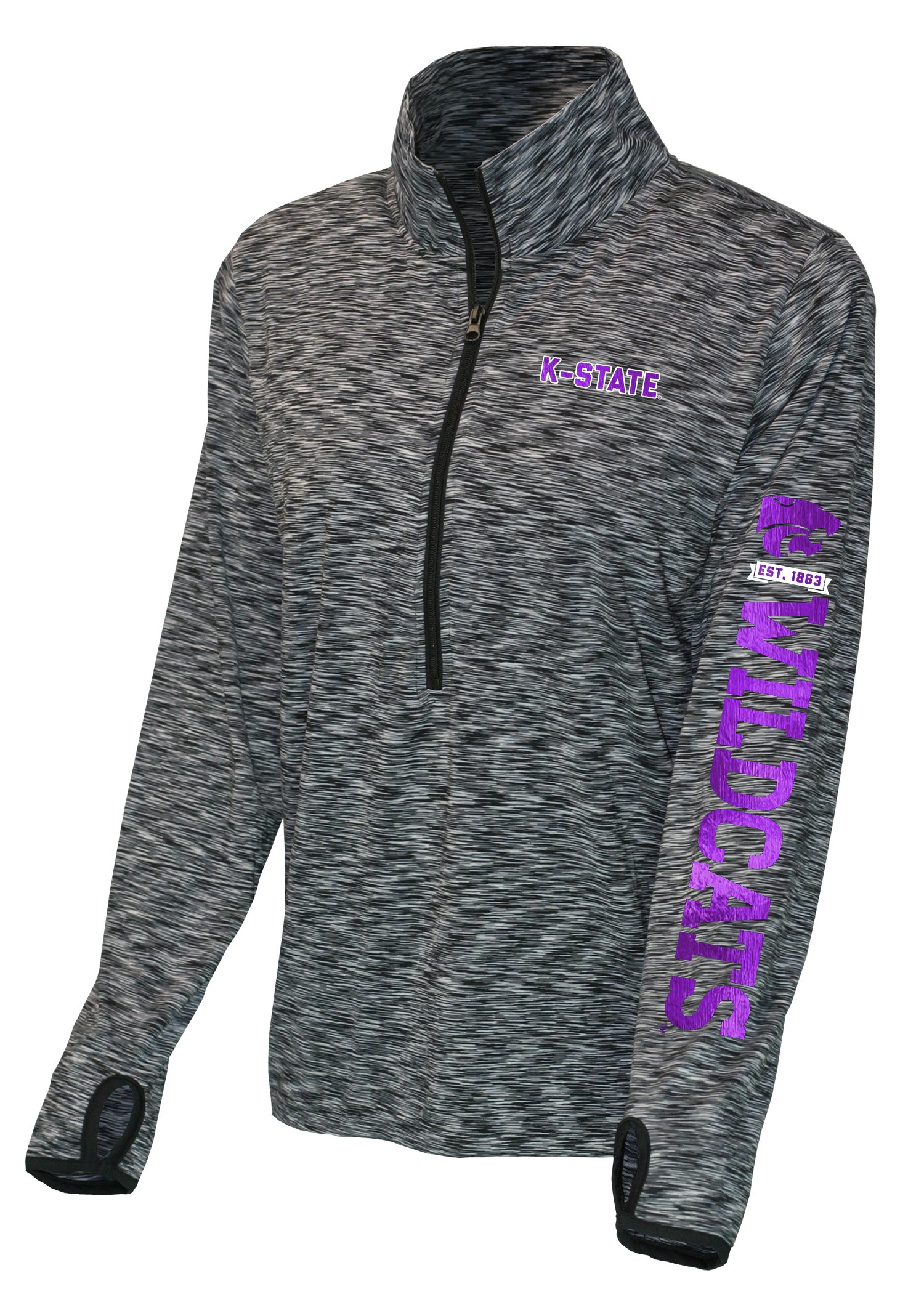 Old Varsity Brand Women's Ladies Front Zip Space Dye, Black, XX-Large