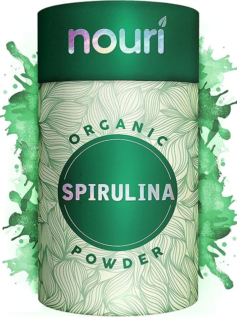 Nouri, Premium Organic Spirulina 500mg, Supports Immune Systems and Energy Levels, Rich in Vitamins A, C, E, B1, B2, B3 and B6, Suitable for Vegans, 500g Powder