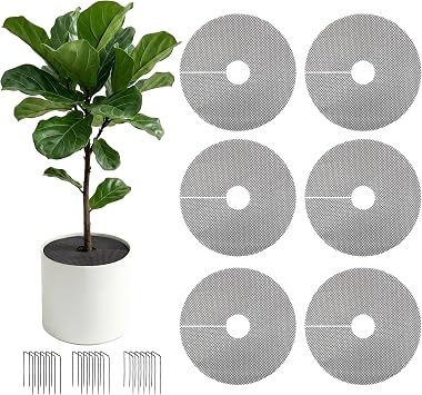 6 Pack 11.8" Cuttable Plant Pot Grids with 18 Stakes, Soil Cover & Cat & Animal Digging Stopper for Indoor Outdoor Garden Plants