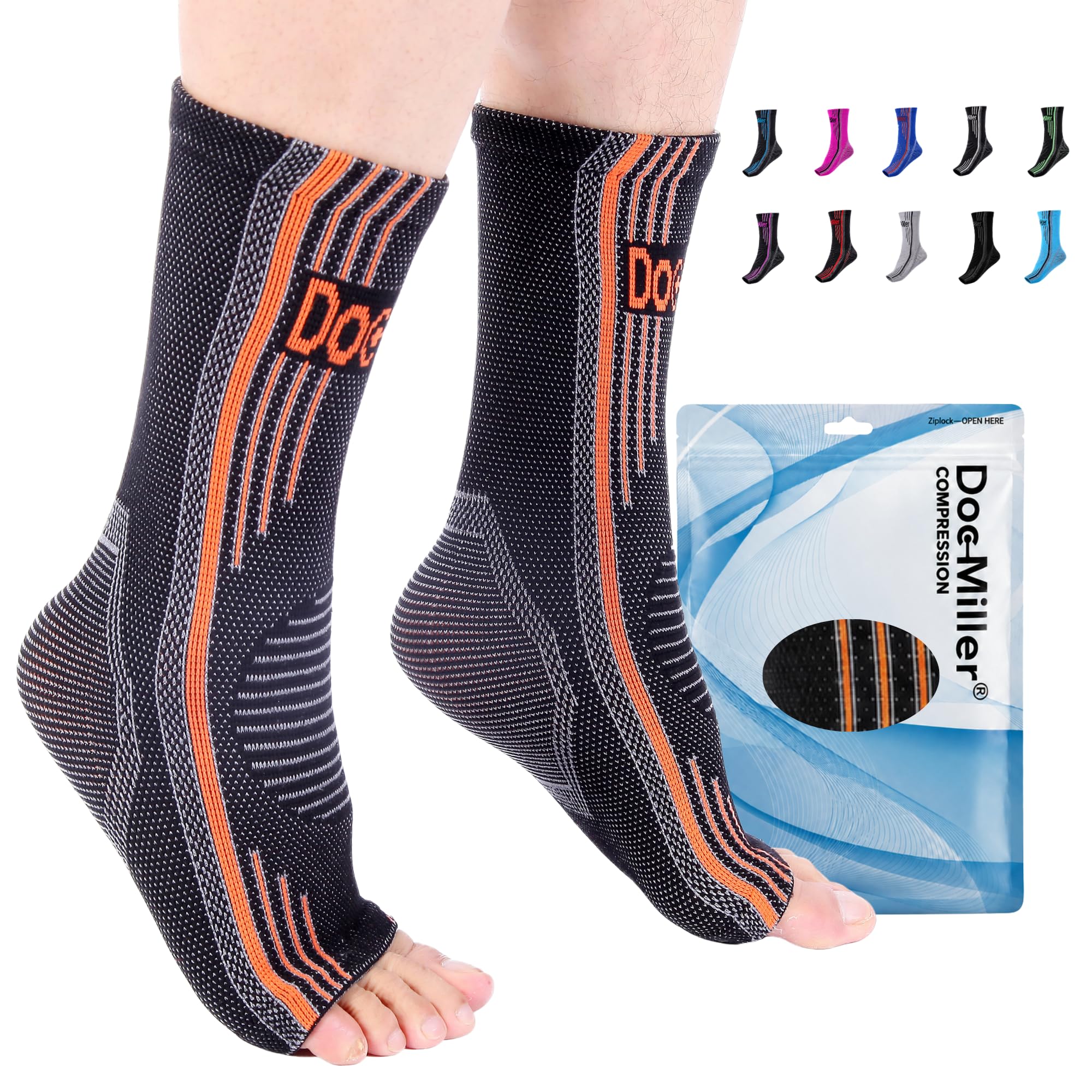 Doc Miller Plantar Fasciitis Compression Socks, 20-30mmHg, 1 Pair