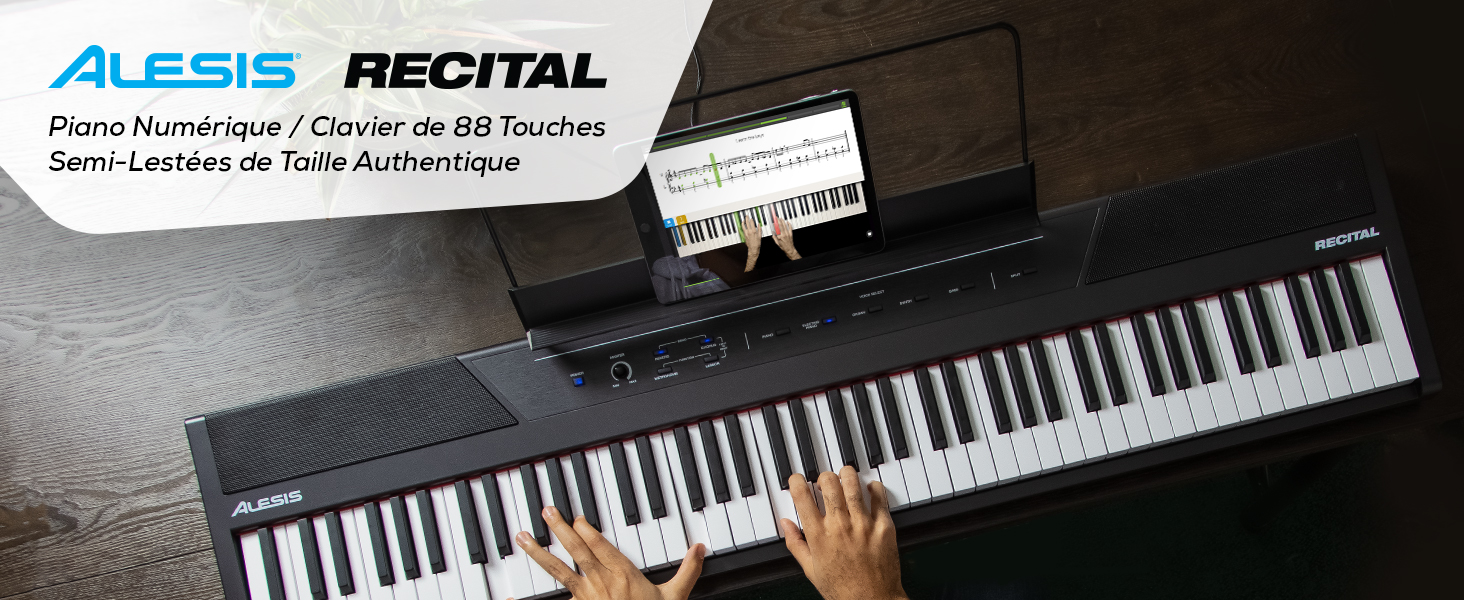Piano Numérique Alesis Recital - 88 Touches Semi-lestées - Avec Support Et Enceintes