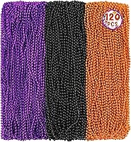 Vista 13 de Cuentas de Mardi Gras, 120 collares de cuentas, cuentas blancas de 33 pulgadas a granel, accesorios de Mardi Gras, mantas de desfile de disfraces