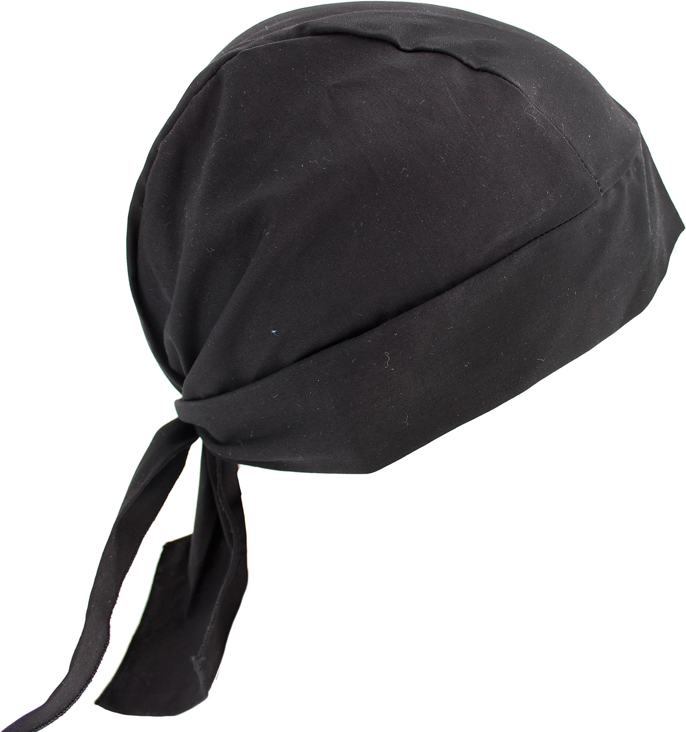 Hiphopville Adjustable Grand Solid Black Skull Cap Hat Bandana with Tie