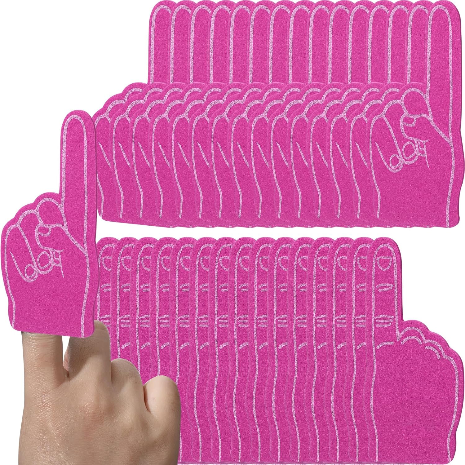 24 Pcs Mini Foam Fingers Sports Fan DIY Blank Foam Finger Foam Hand for Sporting Events Games Birthday Party Supplies Sport Events Baseball Basketball Soccer Team Cheerleader Gifts (Rose red)