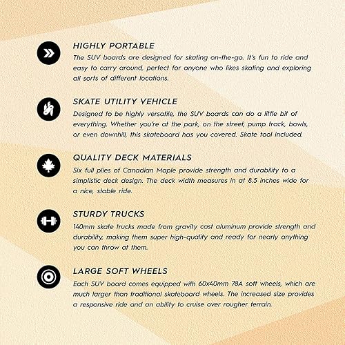 Miniatura 6 de Magneto Patinetas SUV  Completamente montado, tamaño estándar de 31 x 8.5 pulgadas, cubierta de arce canadiense de 7 capas, diseñada para todo tipo
