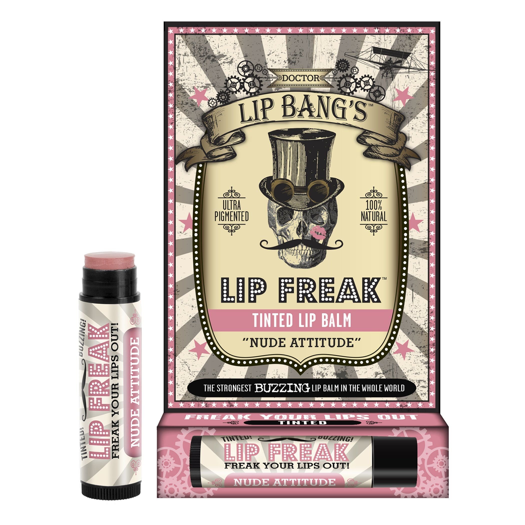Doctor Lip Bang'sBUZZING Lip Balm | Lip Freak| 100% All Natural | Cruelty Free | Tinted | Nude Attitude