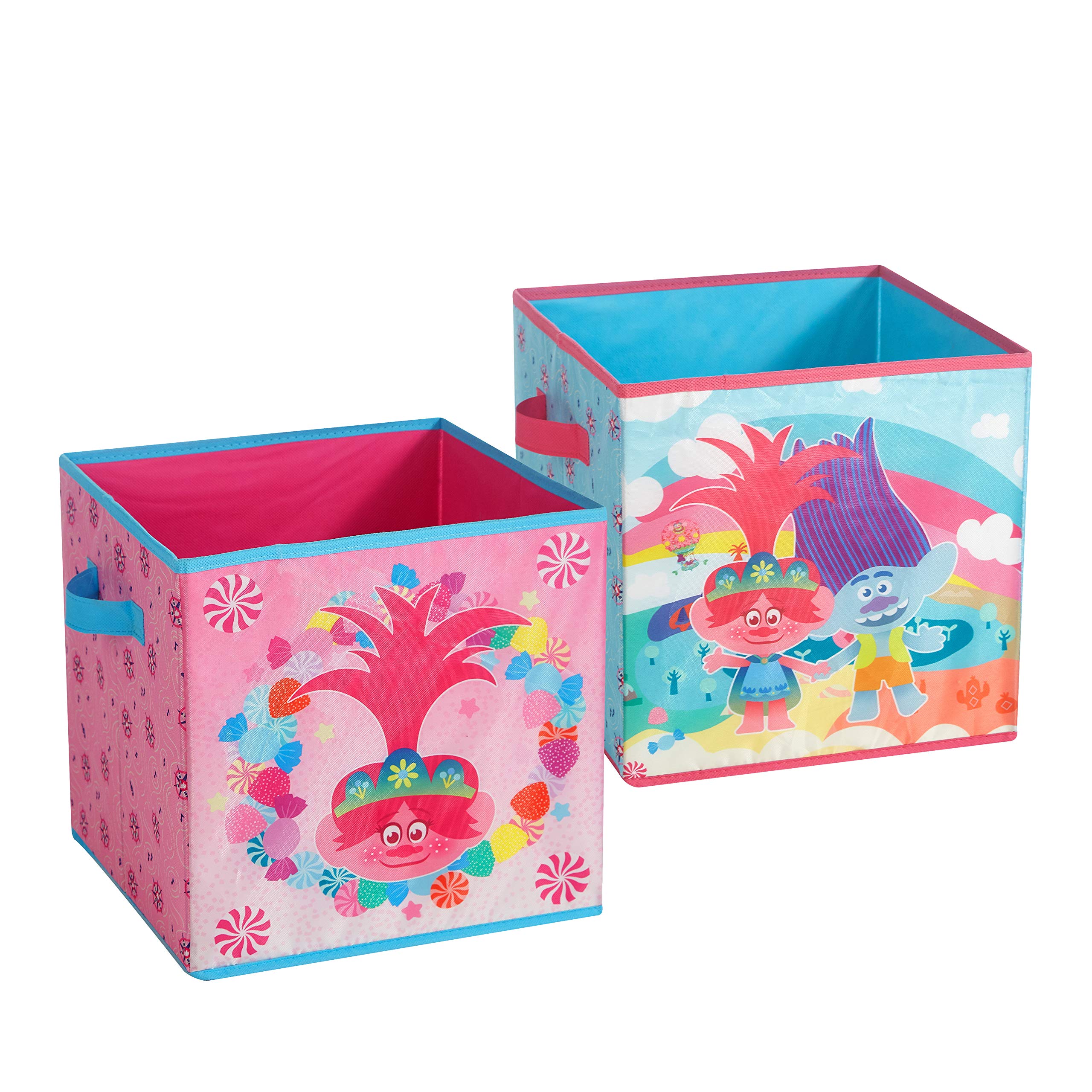 Idea Nuova DreamWorks Trolls 2 Pack Collapsible Storage 11.5" Cubes with LED Lights
