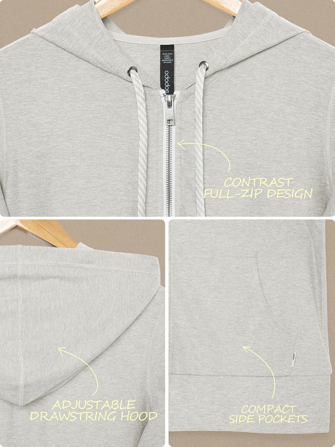 ODODOS Women's Full-Zip Hoodie - odSTRATUM Tech Ultra Soft Outfit UPF 50+ Performance Hooded Jacket with Pockets image 5